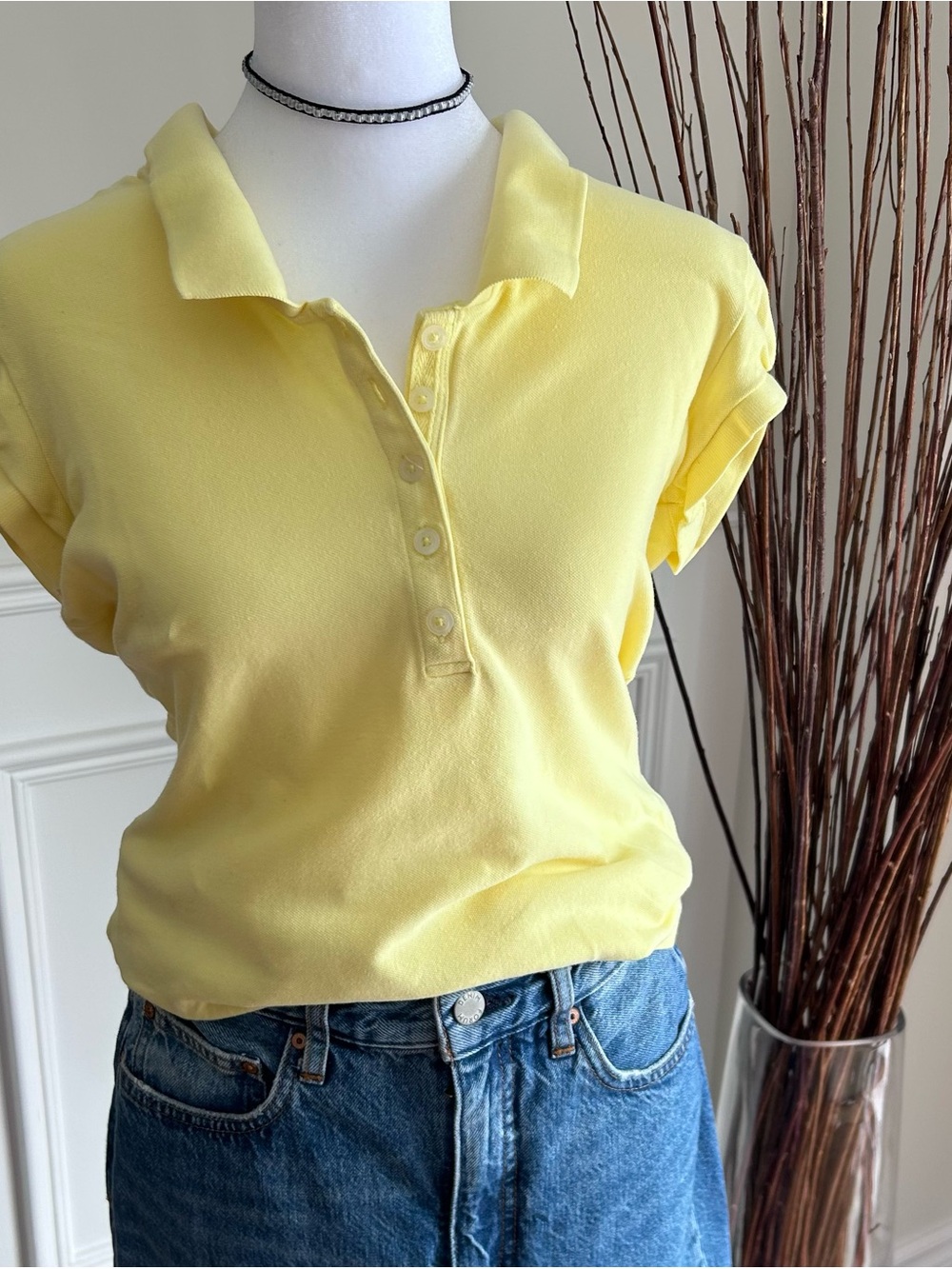 Old Navy Vintage Golf Shirt Polo Shirt Yellow Women’s Medium Yellow Preppy